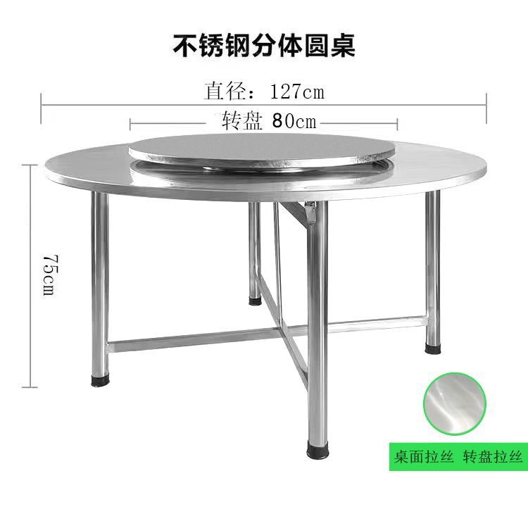 Mesa redonda dividida de 127 cm con plato giratorio de 80 cm.