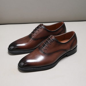 Zapatos de Hombre de Diseño de Lujo 2026, de Piel Vacuna en Capas, Punta Cuadrada, Ligeros, Antideslizantes, Transpirables, de Alta Calidad, Talla Grande, con Cordones - Product Image 1