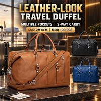 Sac de voyage en cuir synthétique personnalisé OEM avec plusieurs poches et sangle amovible pour les voyages d'affaires de week-end