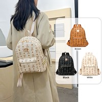 Sac à dos en PU de marque de créateur pour femme 2026, imprimé lettres européennes et américaines, fermeture éclair, doublure en polyester, tendance mode