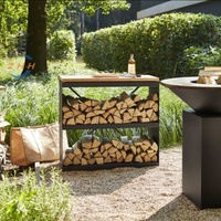 Stockage de bois de chauffage Avec une planche à découper robuste. Rouillé ou noir enduit de poudre Bonne durabilité et longévité.