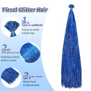 High Quality Girl Hair Accessories Wholesale Sparkle Hair <strong>Tinsel</strong> 20inch Fashionable Hair Extension Accessories for Daily Party - Product Image 4
