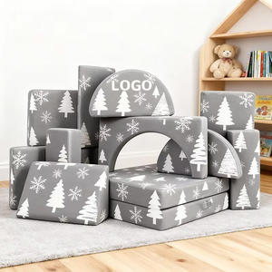 キッズソファ,12個のモジュラーキッズプレイソファ,ブランケット付きキッズソファ,プレイルーム & 屋内用子供用コンバーチブル幼児用ソファ - Product Image 1