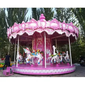 16 Seats Popular Luna Park Equipment China Antique Pink Merry Go Round Carousel Rides For Sale