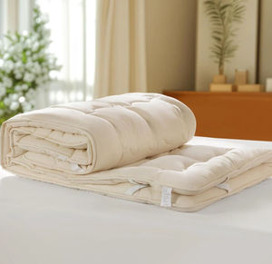 Tissu en <span class=keywords><strong>coton</strong></span> respirant et doux pour la peau de qualité supérieure sur-matelas de remplissage en laine mérinos 100% biologique avec bandes élastiques - Product Image 2