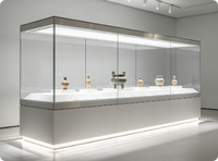 Vitrine de musée en verre trempé pour salles d'exposition, vitrine de qualité muséale pour objets d'art et culturels