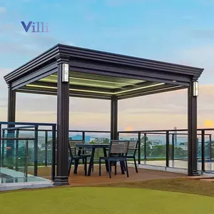 Gazebo Aluminium, tugas berat, tahan air, Aluminium, tahan debu, kanopi tenun mudah dirakit, paviliun, untuk Kolam renang