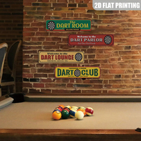 Letrero Metálico de Lata para Sala de Dardos, Decoración Rústica de Pared con la Frase 'Bienvenidos Amigos', para Sala de Juegos, Bar, Pub, Cueva del Hombre, Regalo