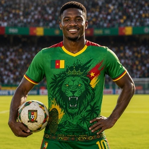 2026 26 14e Édition Maillot de <span class=keywords><strong>football</strong></span> et short de survêtement de l'équipe nationale camerounaise, ensemble complet - Product Image 1
