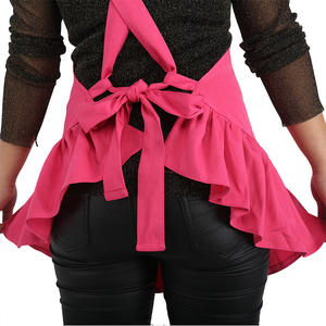 <span class=keywords><strong>Tablier</strong></span> de dame de filles de bretelles réglables de broderie de logo personnalisé en polyester rose chaud - Product Image 6