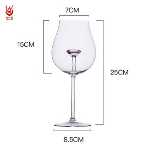 Copa <span class=keywords><strong>de</strong></span> Vino Tinto <span class=keywords><strong>de</strong></span> Borosilicato Rojo con Diseño <span class=keywords><strong>de</strong></span> Diamante para Fiestas, Bodas, Uso Doméstico y en Bares - Product Image 6