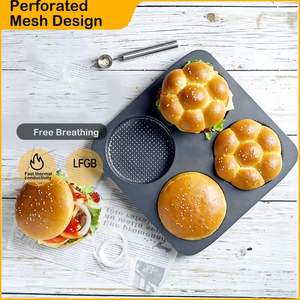 Moule à <span class=keywords><strong>hamburger</strong></span>, moule à <span class=keywords><strong>hamburger</strong></span> en acier au carbone antiadhésif <span class=keywords><strong>de</strong></span> 5 pouces, grand moule <span class=keywords><strong>de</strong></span> cuisson <span class=keywords><strong>de</strong></span> 4 tasses pour petits pains à <span class=keywords><strong>hamburger</strong></span> faits <span class=keywords><strong>maison</strong></span>, plateaux <span class=keywords><strong>de</strong></span> cuisson - Product Image 6
