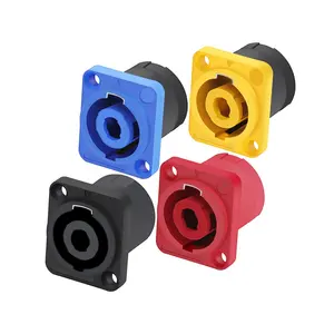 Conectores de montaje de Panel SpeakON de 4 pines, conectores de chasis para amplificador de altavoz, interconexiones, negro, rojo, amarillo y azul