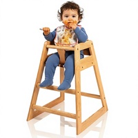 Chaise haute empilable de style restaurant en bois pour bébés et tout-petits