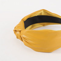 Nouvelle arrivée mode Simple bandeau en cuir métallisé français large bord haut noeud bandeau accessoire de cheveux
