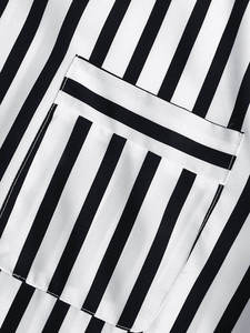 Conjunto de Pijamas de Satén a Rayas de Algodón para Hombre, Personalizado, con Botones, Manga Larga, Casual, Transpirable, Térmico, de Secado Rápido - Product Image 4