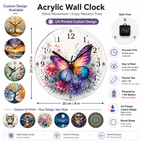 Fröhliche Chanukka Acryl-Wanduhr 25cm Menora-Design Runde Bedruckte Wanduhr Geräuschlos