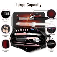 Outils de cheveux Sac de voyage et tapis résistant à la chaleur pour outils chauds Essentiels de voyage pour femmes Étui en cuir pour fer à friser pour outils de cheveux