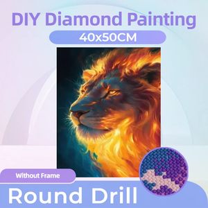 Peinture Diamant Faite Main 40*50cm Lion, Perles Rondes Acryliques, Décoration Moderne pour la Maison, Peinture Diamant pour Soulager le Stress - Product Image 1