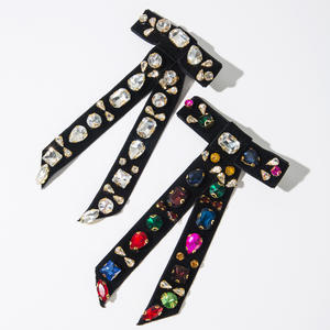 Pinza de Pelo Doble con Lazo Estilo Coreano Y2K, Adorno de Pelo para Mujer con Pedrería de Colores y Terciopelo - Product Image 1