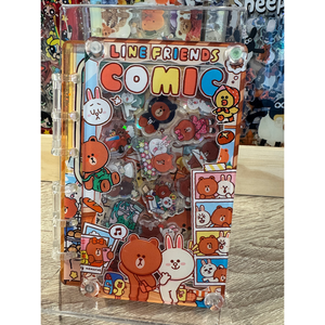 สมุดโน้ตอะคริลิค-ลายเส้นสีน้ำตาลเพื่อนซี้ ขนาด A7 - Product Image 1