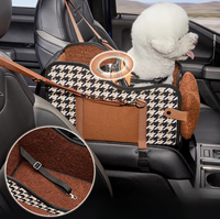 Siège de voiture pour chien de luxe, robuste et portable, avec motif uni, réglable, pour console centrale, surdimensionné, avec accoudoirs, en polyester