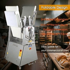 Machine à rouler la pâte électrique à réglage de largeur de 1 à 35 mm pour la pizzeria, la boulangerie et la pâtisserie, avec conception de laminoir à pâte réglable - Product Image 4