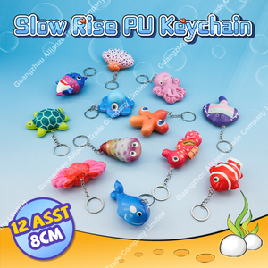 12 Estilos Novedosos de Llaveros de PU Suaves y Blandos de 8cm con Diseño de Vida Marina, de Levantamiento Lento, para Niños - Product Image 4