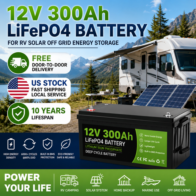 Best OEM ODM 12V 300Ah LiFePO4 Battery Pack Deep Cycle Lithium Battery for Solar Marine RV Off Grid System