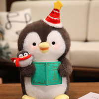 Peluche pingouin anti-stress avec livre, style dessin animé Kawaii, jouet en peluche pour garçons, idéal pour machine à griffes