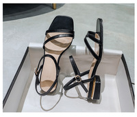 Sandales Femme été 2025 femmes sandales à sangle unique éthéré gros talon bas grandes tailles 35-43 sandales en gros