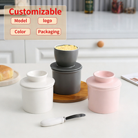 Pot à beurre français en céramique moderne en forme d'œuf, boîte à fromage fraîcheur avec couvercle pour la cuisine ou le camping