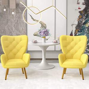 <span class=keywords><strong>Fauteuil</strong></span> de salon en velours tissu aile arrière salon chaises d'appoint en velours vert simple - Product Image 4