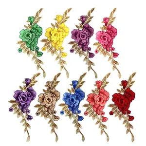 New Roses 3D Chemical Lace Embroidered Corsage Appliques Patch
