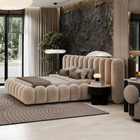 MOYI Designer Schlafzimmerbett Gepolstertes Doppelbett Minimalistisches Stoffbett Queen-Size Bettgestell Modernes Bett