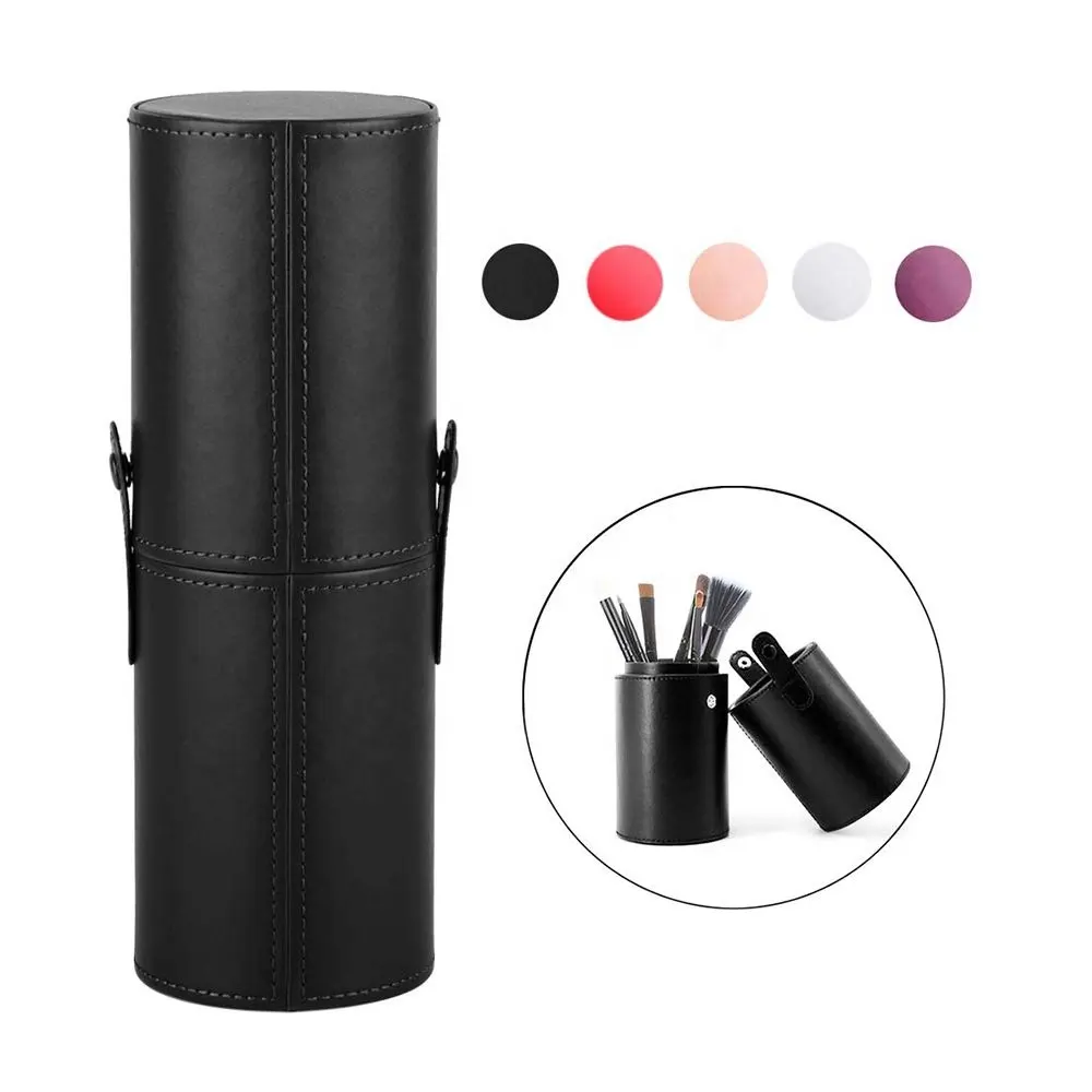 Waterproof black snap button closure eyelash package cylinder makeup brush holder case