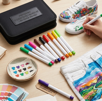 Ensemble de 12 marqueurs textiles créatifs non toxiques et lavables pour la confection de vêtements, la décoration de chaussures et l'art artisanal
