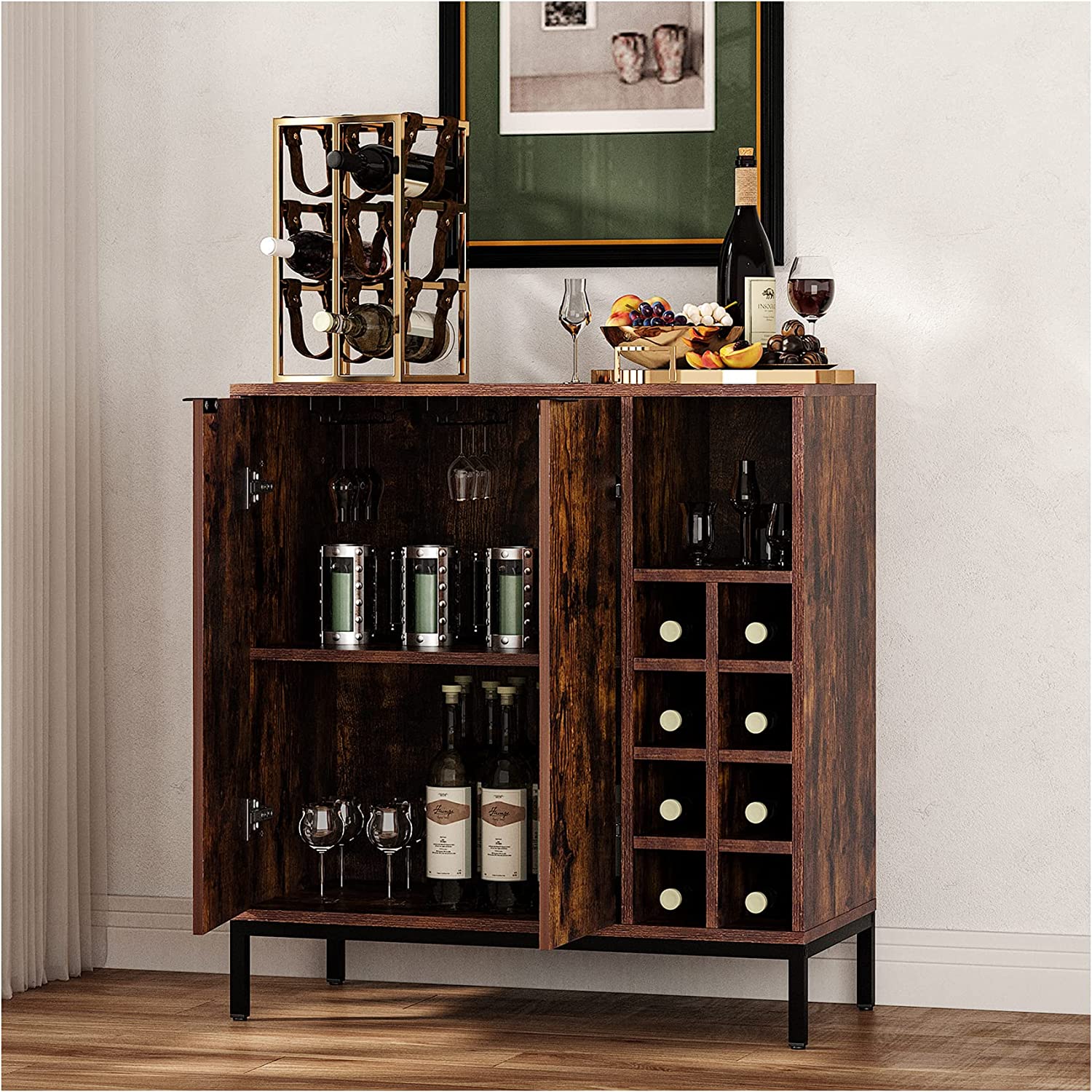 Wholesale Vintage Wooden Wine Bar Cabinet Sustainable Mango Wood