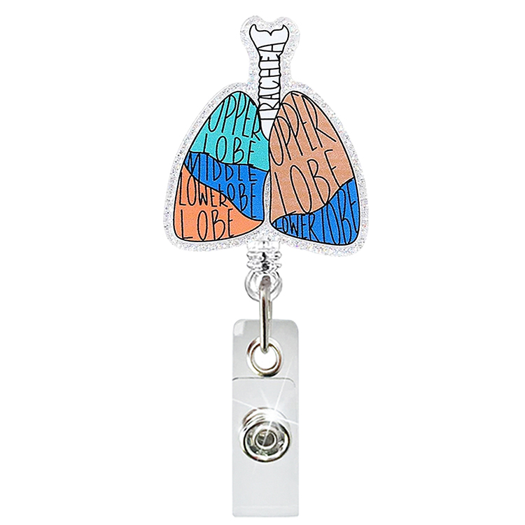 Porte-badge Rétractable Anatomie Organes - Cœur, Poumon, Intestin En Acrylique, Pour Médecin, Infirmière, étudiant