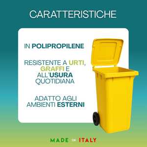 Set Of 4 120 Liter Waste <b>Bins</b> With Wheels <b>Lids</b> And Handles Green White Yellow Blue - Product Image 3