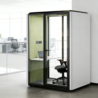 Cabine de bureau mobile insonorisée multi-personnes avec verre acoustique pour usage scolaire et professionnel, grande taille, design autoportant