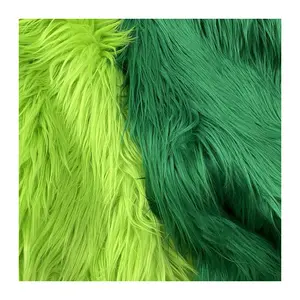 80MM Faux Fake Fur Long Pile Plush Toy Fabric Green For Costume Ornaments