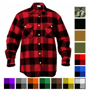Colletto alla coreana autunno manica intera colore personalizzato <span class=keywords><strong>oversize</strong></span> in cotone pesante flanella Plaid <span class=keywords><strong>camicia</strong></span> da uomo <span class=keywords><strong>giacca</strong></span> Casual da uomo camicie di flanella - Product Image 1