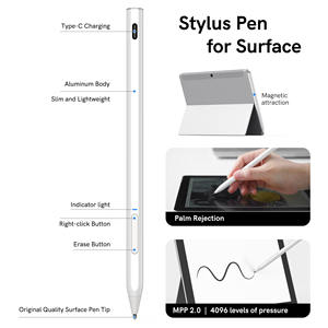 2024 gran oferta sedoso suave experiencia aleación de aluminio blanco punta fina lápiz óptico para <span class=keywords><strong>Microsoft</strong></span> Surface Asus Dell Hp Acer - Product Image 4