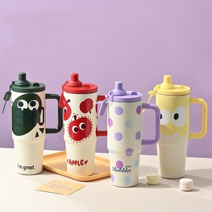 Vaso Térmico Personalizado BORGE de 900 ml, de Acero Inoxidable 316, con Doble Pared Aislada al Vacío, Portátil, con Doble Pajita y Asa - Product Image 1