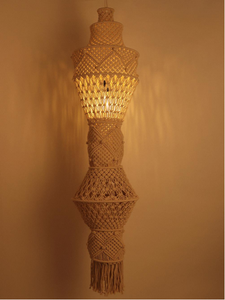Lámpara Colgante de Techo de Macramé Estilo Bohemio, Cubierta de Luz Tejida de Algodón Ecológico con Borlas, para Decoración del Hogar y Sala de Estar - Product Image 1