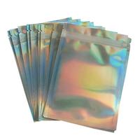 Sacs refermables holographiques laser en gros, sacs en plastique anti-humidité auto-scellants en aluminium pour emballage de bijoux et bonbons