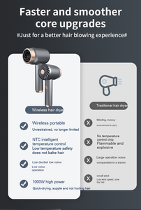 Sèche-cheveux professionnel <span class=keywords><strong>sans</strong></span> <span class=keywords><strong>fil</strong></span> 110000 tr/min à moteur ionique DC avec chargement USB, pour hôtel et usage domestique, diffuseur à température constante - Product Image 2