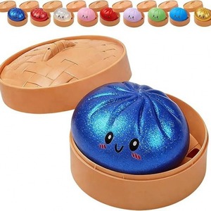 Boules à presser scintillantes Shine White Dumpling Steamed Bun, jouets géants mystère en forme de boulette scintillante avec boîte - Product Image 5