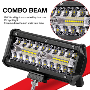 Barre de travail <span class=keywords><strong>LED</strong></span> tout-terrain JHS 12-24V, projecteur <span class=keywords><strong>triple</strong></span> rangée, faisceau combiné spot et large, 7 pouces 120W pour camion, SUV, VTT, 4x4 - Product Image 4